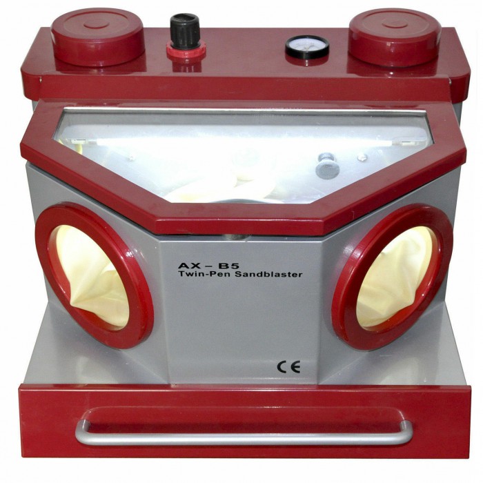 Aixin AX-B5 Dental Lab Sandblasting Unit Sandblaster Machine with Twin Pen & LED Light