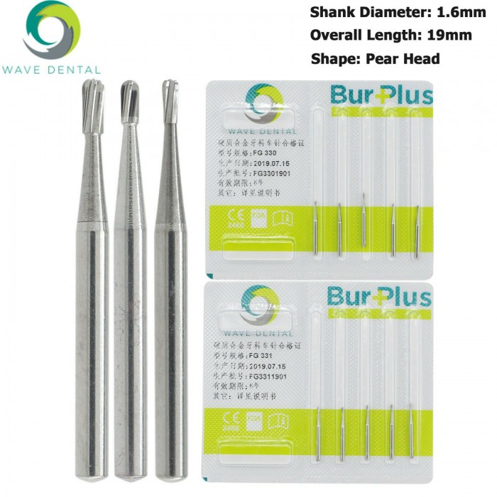 10Pcs FG 330 331 332# Pear Head Dental Carbide Burs Friction Grip Shank