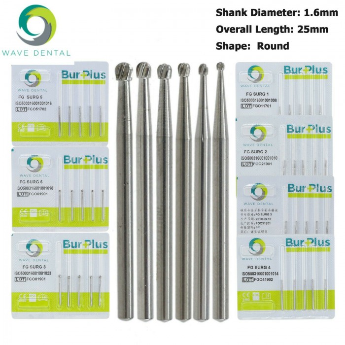 10Pcs FG Surgical Carbide Burs 1 2 4 5 6 8 Dental Friction Grip Round Carbide Burs