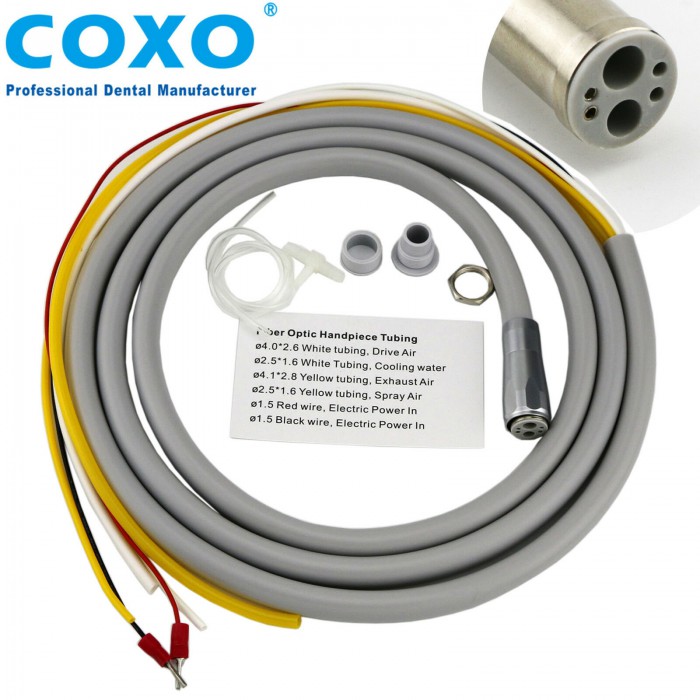 COXO Dental Fiber Optic Turbine Handpiece Tubing Hose 6 Hole Fit NSK KAVO