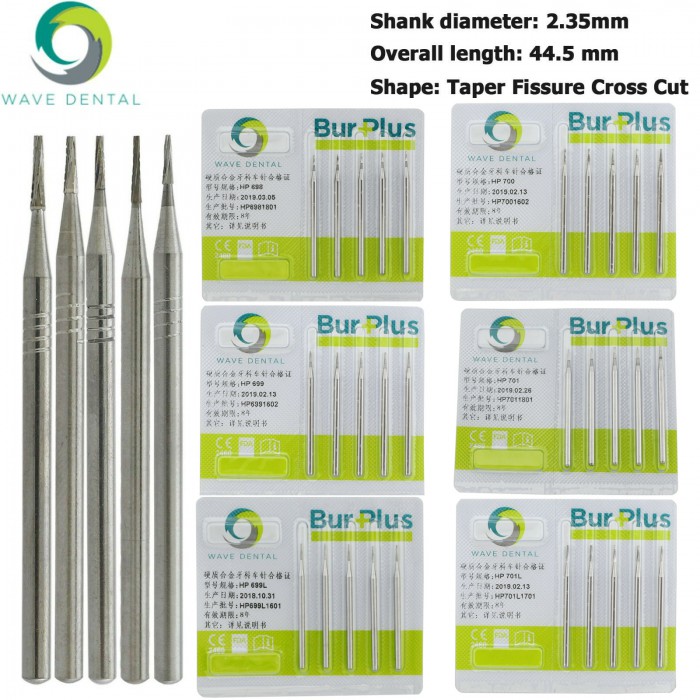 10Pcs HP 698 699 699L 700 701 701L Burs Dental Carbide Taper Fissure Cross