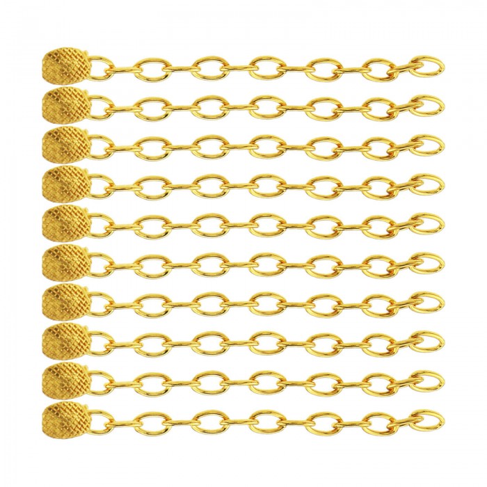 10Pcs Orthodontic Traction Rectangular Button with Chain Gold Plated