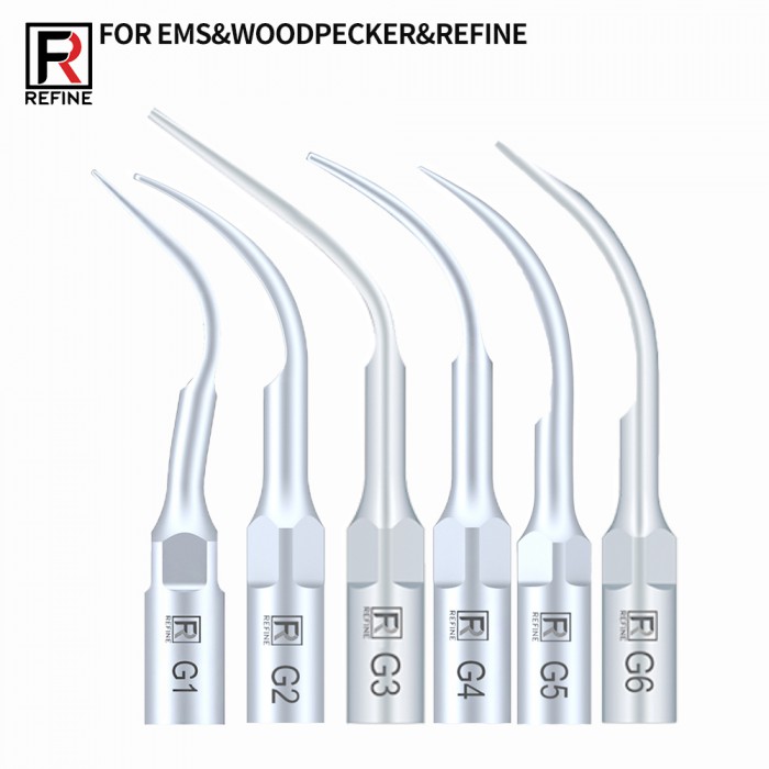 10Pcs Refine® Ultrasonic Piezo Scaling Tips G1 G2 G3 G4 G5 G6 GD1 GD2 GD3 GD4 GD5 GD6 Fit EMS Woodpecker