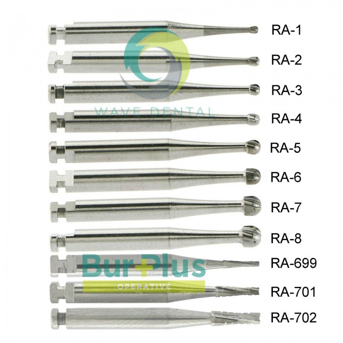 10Pcs Round Dental Carbide Burs Taper Fissure Right Angle & Latch Type RA Bur Midwest LA 22mm