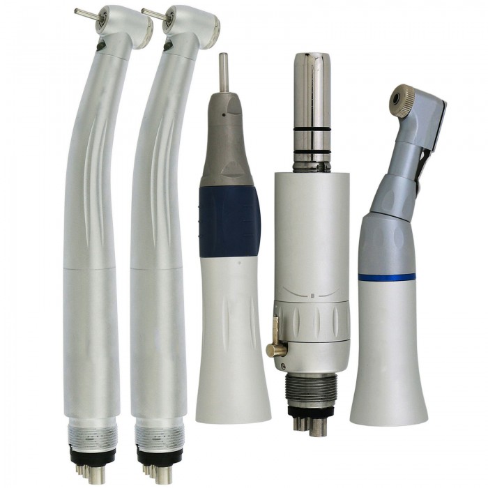 Dental Turbine Handpiece with LED Light + Low Speed Handpiece Kit 2/4 Holes