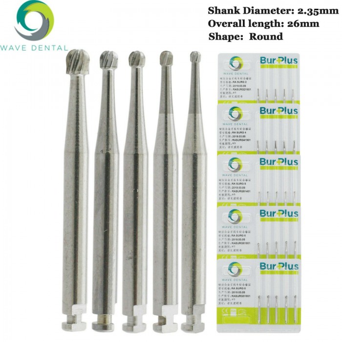 10Pcs Wave Dental RA Surgical Burs 2 4 5 6 8 Dental Latch-type Round Carbide Burs