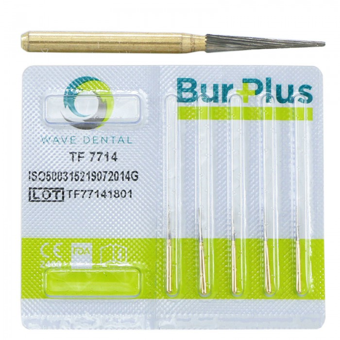 10Pcs Wave Dental Taper Fissure TF 7714 Burs Trimming & Finishing Carbide 12 Blade Burs