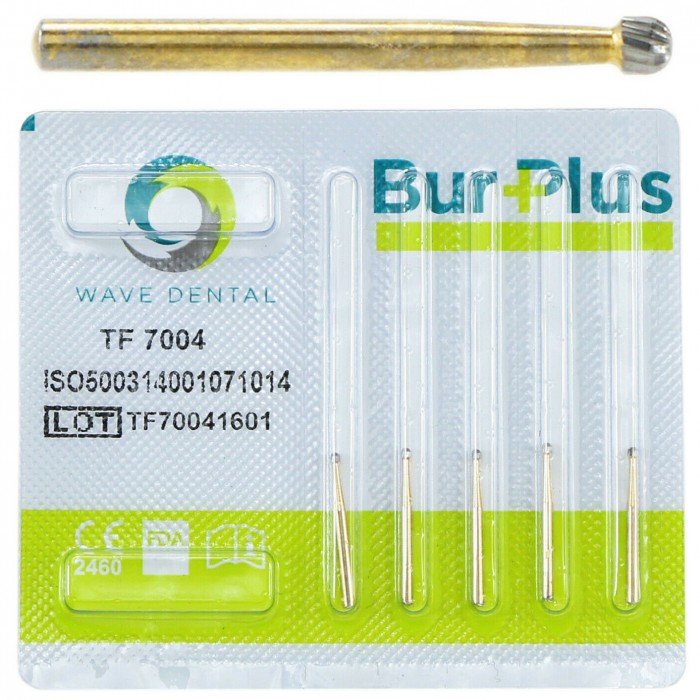 10Pcs WAVE Dental TF 7004 High Speed Drill Trimming Finishing Round Carbide Burs