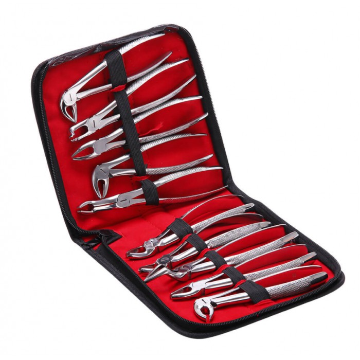 10Pcs/set Tooth Extracting Forceps Dental Pliers for Dentist Surgical Extraction Instrument