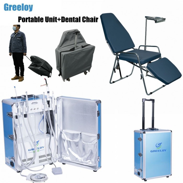 Greeloy GU-P206 Dental Portable Unit + Foldable Chair + Storage Bag Kit