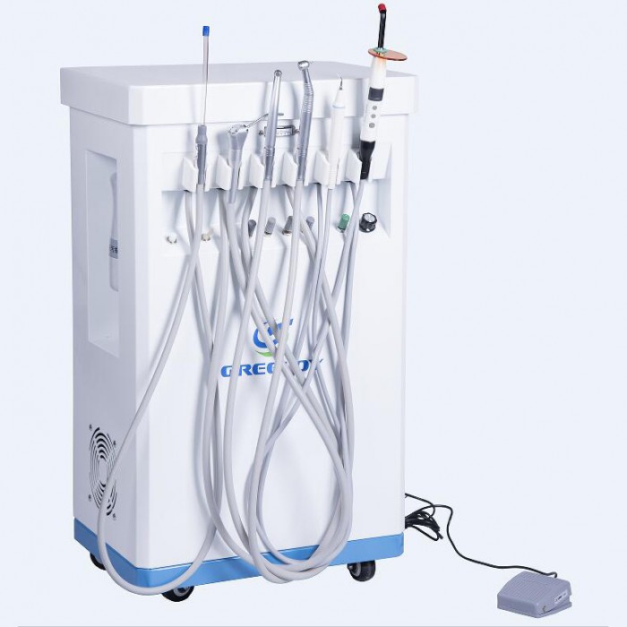 GREELOY GU-P209 Mobile Dental Delivery Cart Unit with Air Compressor+ Scaler+ Curing Light