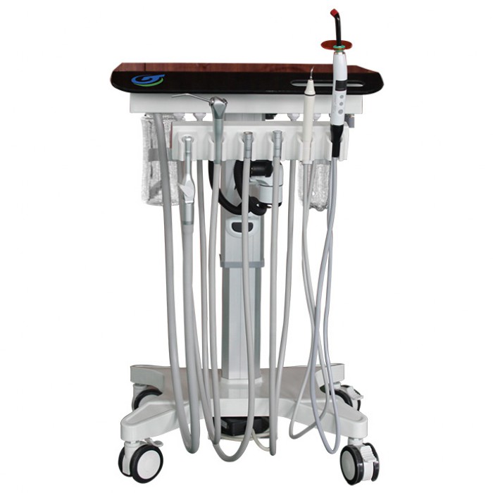 Greeloy GU-P302S Adjustable Mobile Dental Delivery Cart Unit with Curing Light & Scaler Handpiece