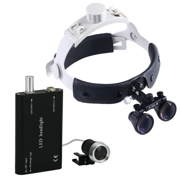 Headband 3.5X420mm Dental Surgical Binocular Loupe with LED Headlight