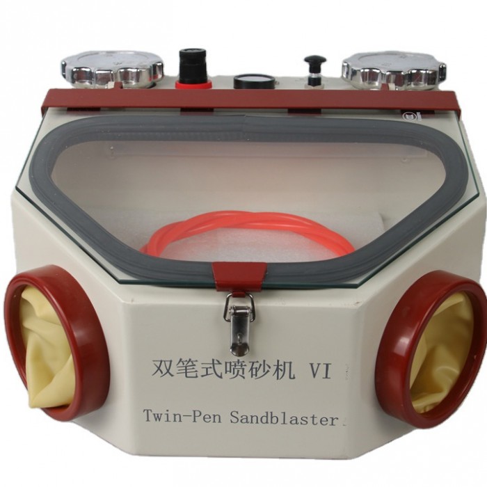 LZ-VI Dental Lab Sandblaster Sandblasting Sandblaster Machine with Twin-pen 2 Tank & LED Light
