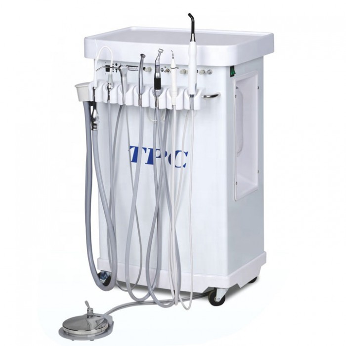 TPC MC3600 Mobile Dental Delivery Cart Unit with Built-in Air Compressor + Scaler + Curing Light