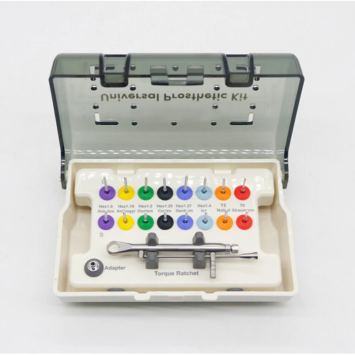 Universal Dental Implant Torque Wrench Restoration Tools Kit with18 Pcs Screwdrivers
