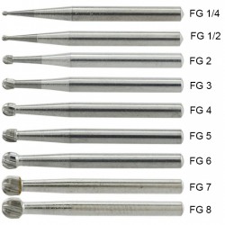 10Pcs FG 1/4 1/2 1 2 3 4 5 6 7 8# Dental Friction Grip Shank Round Carbide Burs