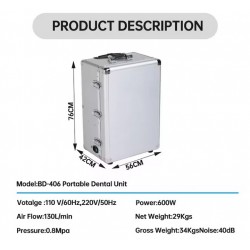 BD406 Portable Dental Unit with 3-Way Syringe+Suction+LED Curing Light
