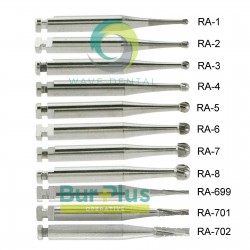 10Pcs Round Dental Carbide Burs Taper Fissure Right Angle & Latch Type RA Bur Midwest LA 22mm