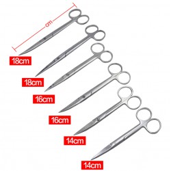14cm/16cm/18cm Stainless Steel Dental Surgical Scissors Set SS Straight & Curved Tips