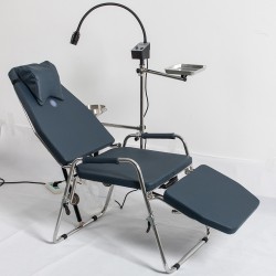 Greeloy GU-P101 Portable Dental Folding Chair Stainless Steel with Portable Operating Light