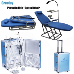 Greeloy GU-P206 Dental Portable Unit with Compressor + Folding Chair + Storage Bag Kit