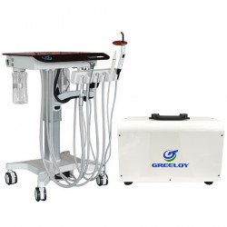 Greeloy GU-P302S Mobile Dental Cart Treatment Unit+ Curing Light + Scaler Handpiece+ Air Compressor