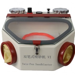 LZ-VI Dental Lab Sandblaster Sandblasting Sandblaster Machine with Twin-pen 2 Tank & LED Light