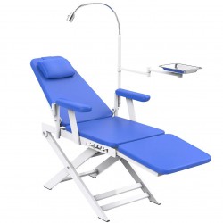 Portable Dental Folding Chair Movable Dental Chair with LED Light Lamp & Tray