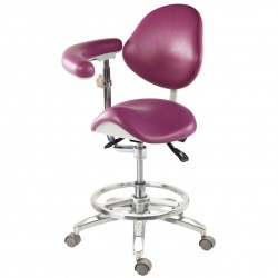 QY-MA-L Dental Saddle Stool Seating Chair with Adjustable Armrest + Foot Ring