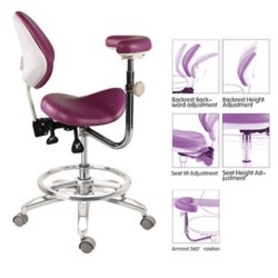 QY-MA-L Dental Saddle Stool Seating Chair with Adjustable Armrest + Foot Ring