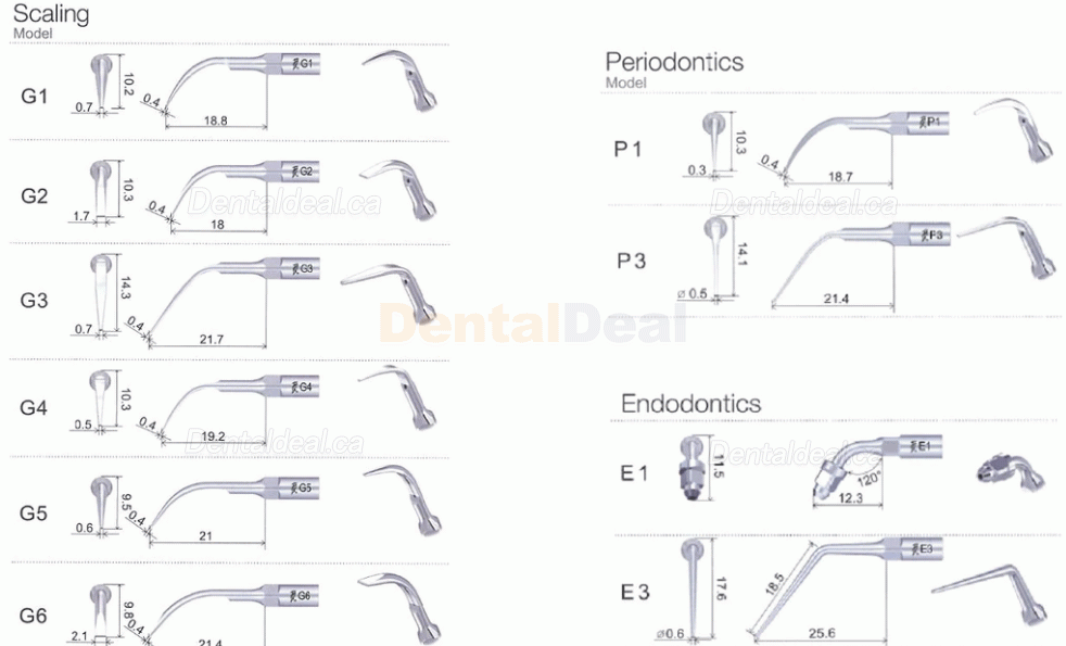 10Pcs Woodpecker Ultrasonic Scaler Tips Periodontic P1 P2L P2R P2LD P2RD P3 P3D P4 P4D