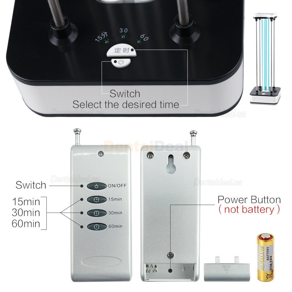 36W Portable UVC Ozone Ultraviolet Disinfection Lamp Remote UV Light Sterilization