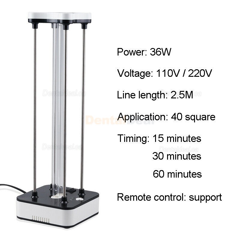 36W Portable UVC Ozone Ultraviolet Disinfection Lamp Remote UV Light Sterilization