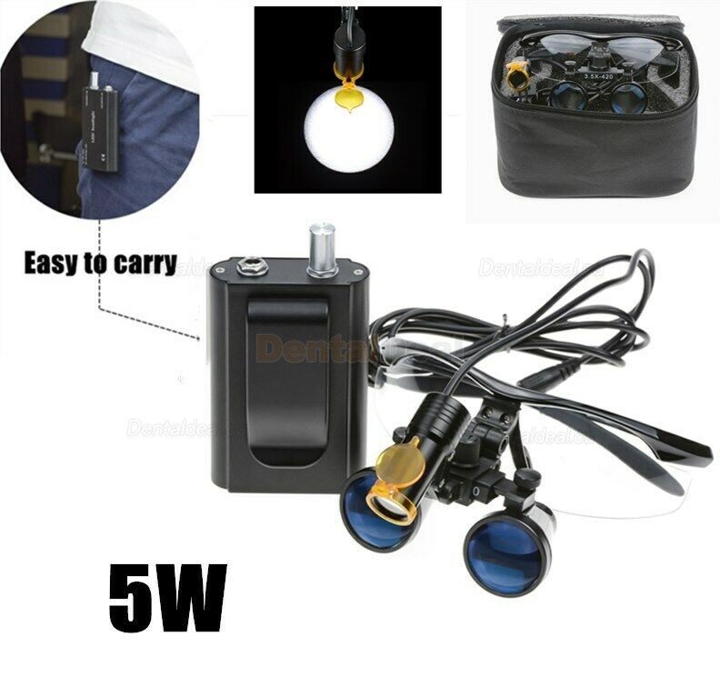 Dental 5W LED Headlight with Filter + 3.5X Surgeon Loupe Black