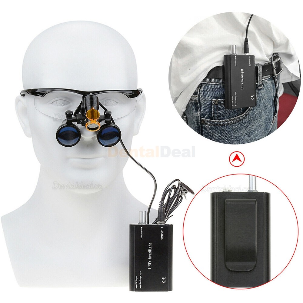 Dental 5W LED Headlight with Filter + 3.5X Surgeon Loupe Black
