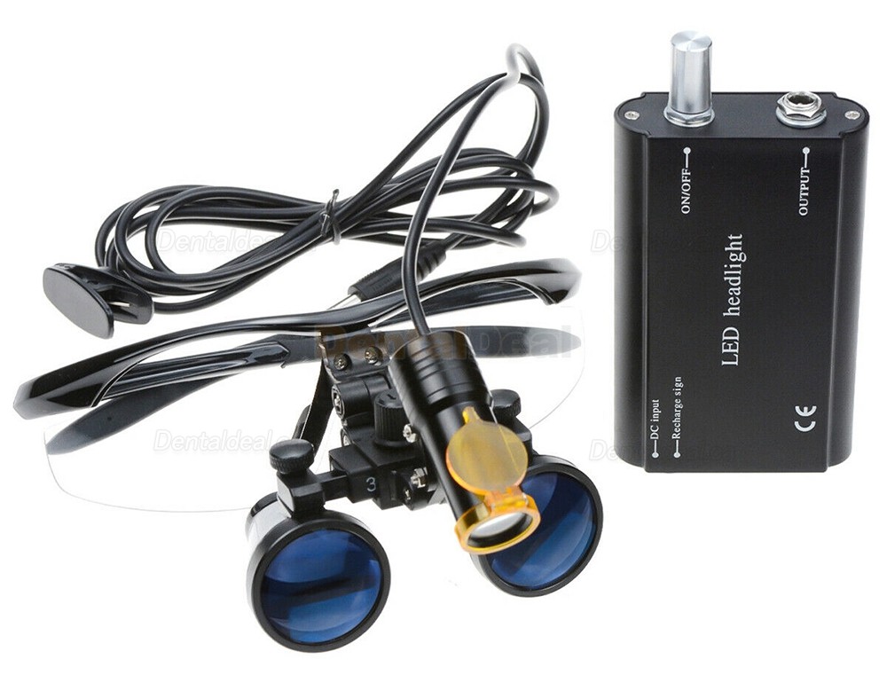 Dental 5W LED Headlight with Filter + 3.5X Surgeon Loupe Black