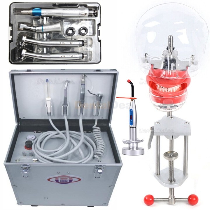 BD402 Portable Dental Unit+ LY-L201 Handpiece Kit + Manikin Phantom Head + Curing Light