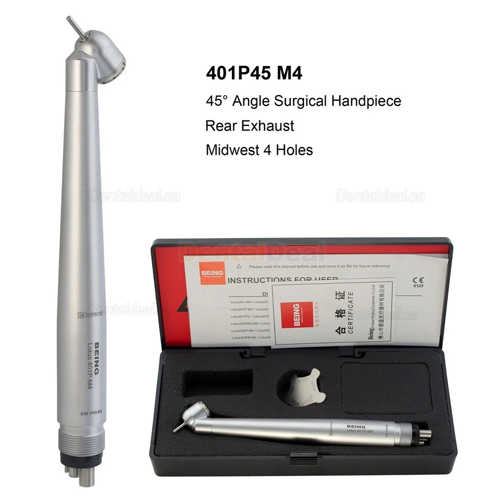 BEING 401P45 Dental 45&deg; Surgical Handpiece with LED E Genreator 4 Hole Standard Head