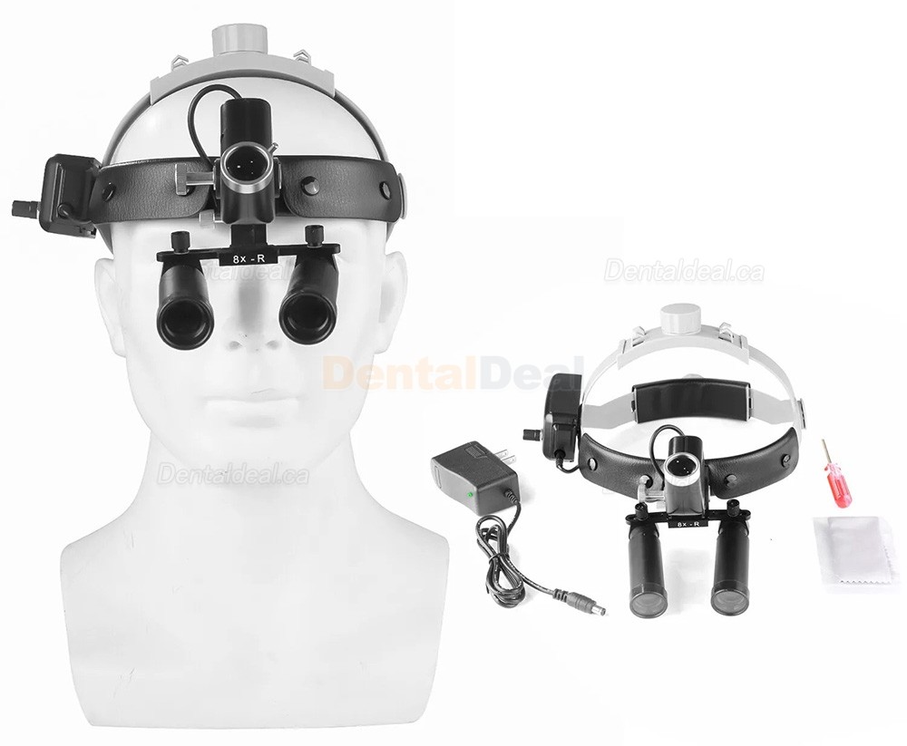 YUYO 4.0X/5.0X/6.0X/8.0X-R Ergonomic Dental Surgical Ergo Loupe + 5W LED Headband Headlight