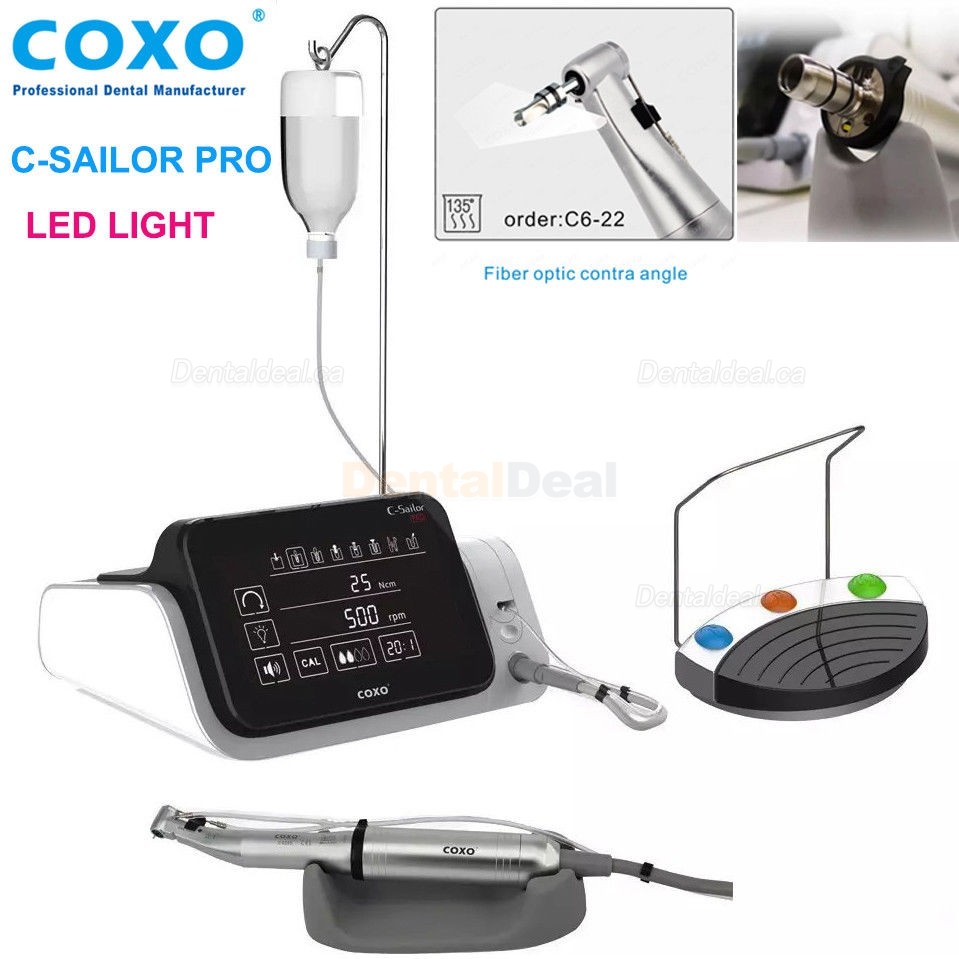 YUSENDENT COXO C-Sailor Pro Dental Implant Surgical Motor with 2Pcs CX235C6-2 LED Contra Angle
