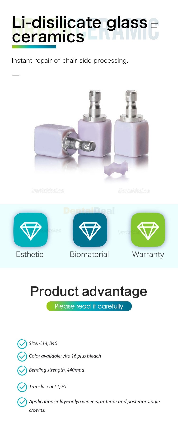 5Pcs C14 LT Cad/Cam Low Translucent Lithium Disilicate Glass Ceramic Block Cad Cam Material