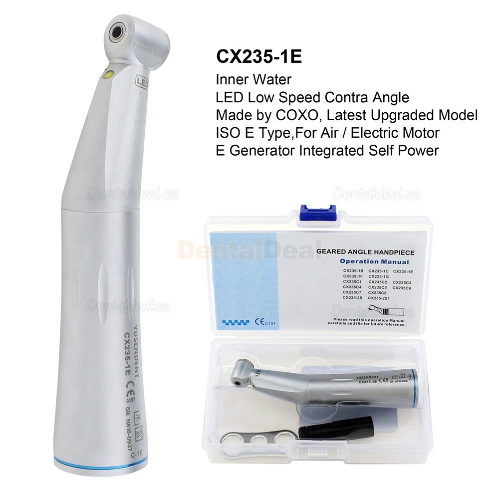 YUSENDENT COXO CX235-1B/1C/1E Dental Contra Angle 1:1 Handpiece Fiber Optic E Generator LED