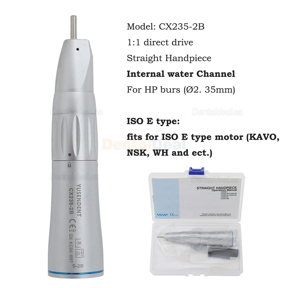 YUSENDNET COXO CX235-2B/2C Dental Low Speed Straight Handpiece 1:1 Fiber Optic E-Type