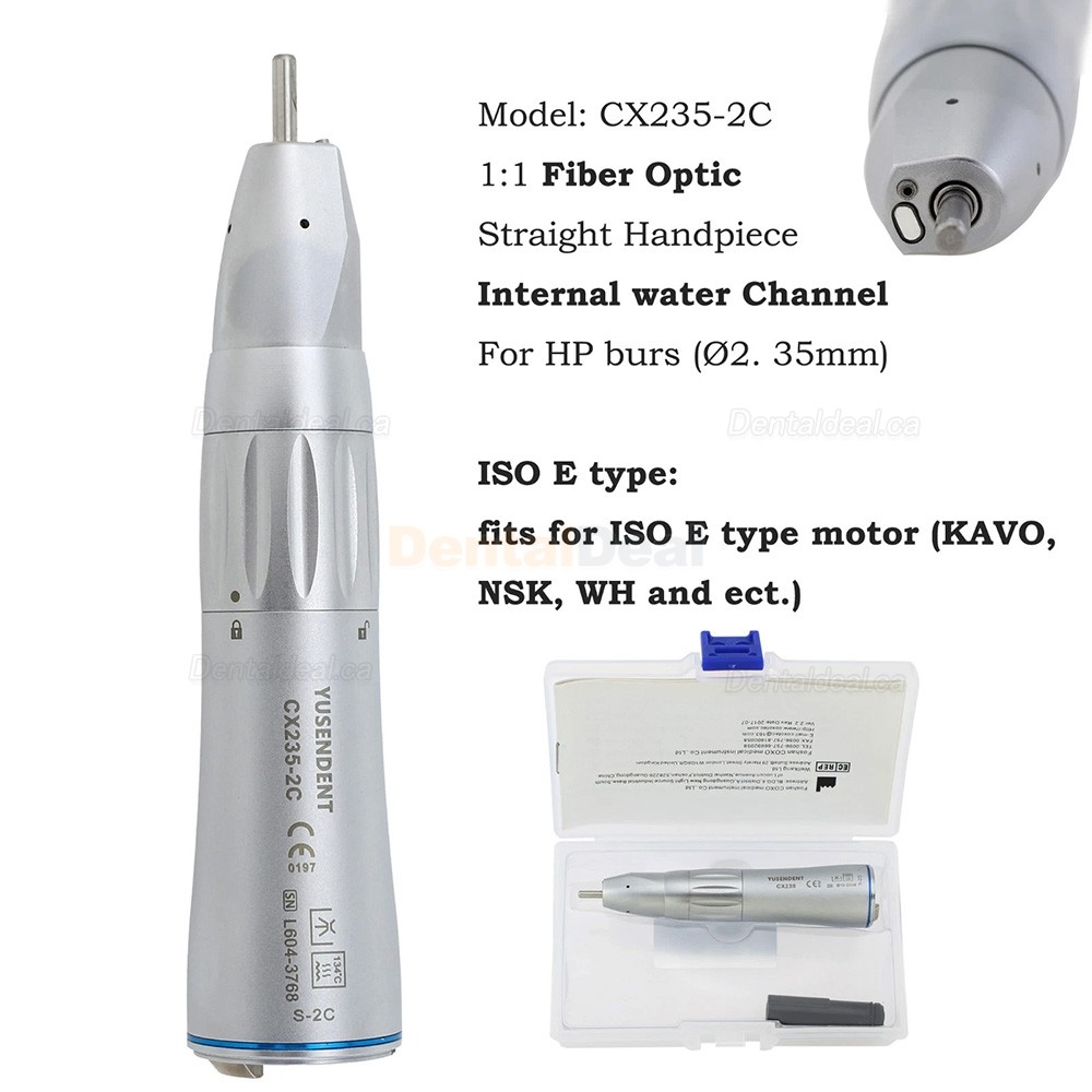 YUSENDNET COXO CX235-2B/2C Dental Low Speed Straight Handpiece 1:1 Fiber Optic E-Type