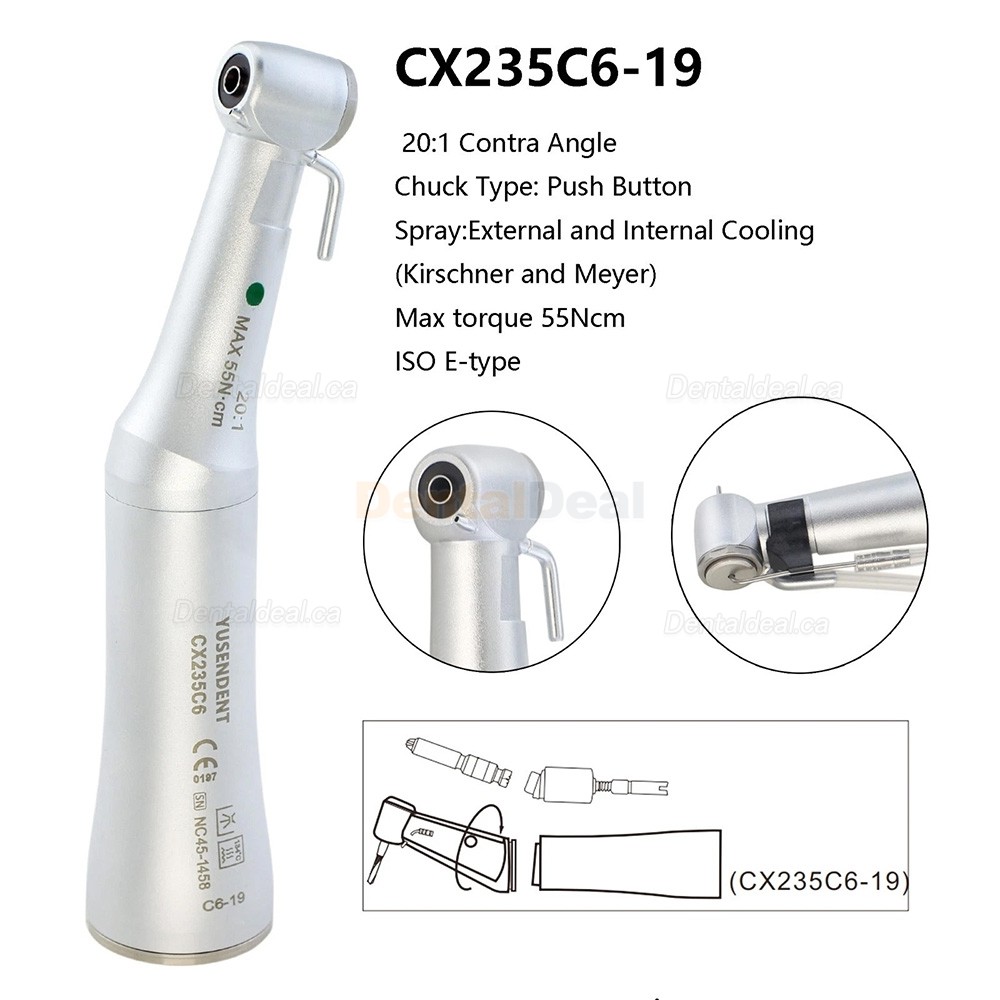 YUSENDENT COXO CX235C6-19/22/23  Dental Contra Angle 20:1 Implant Surgical Handpiece Fiber Optic E type