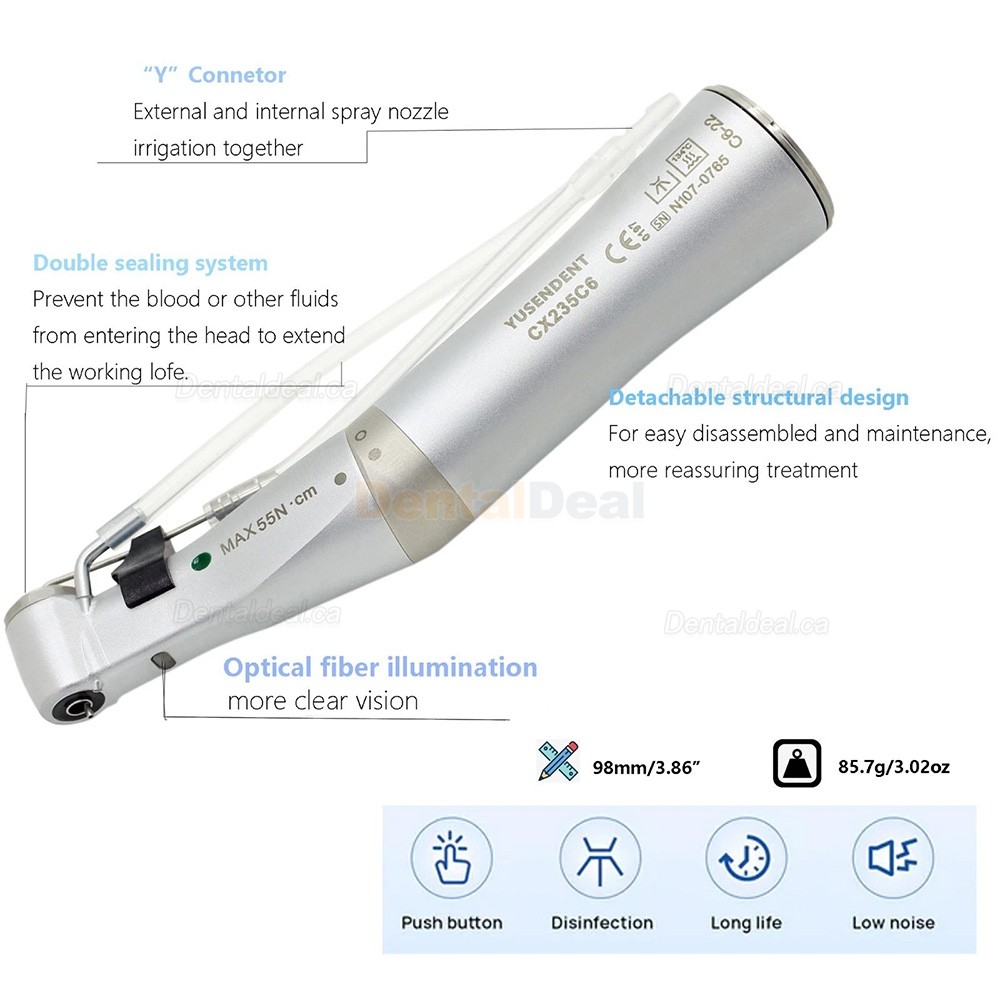 YUSENDENT COXO CX235C6-19/22/23  Dental Contra Angle 20:1 Implant Surgical Handpiece Fiber Optic E type