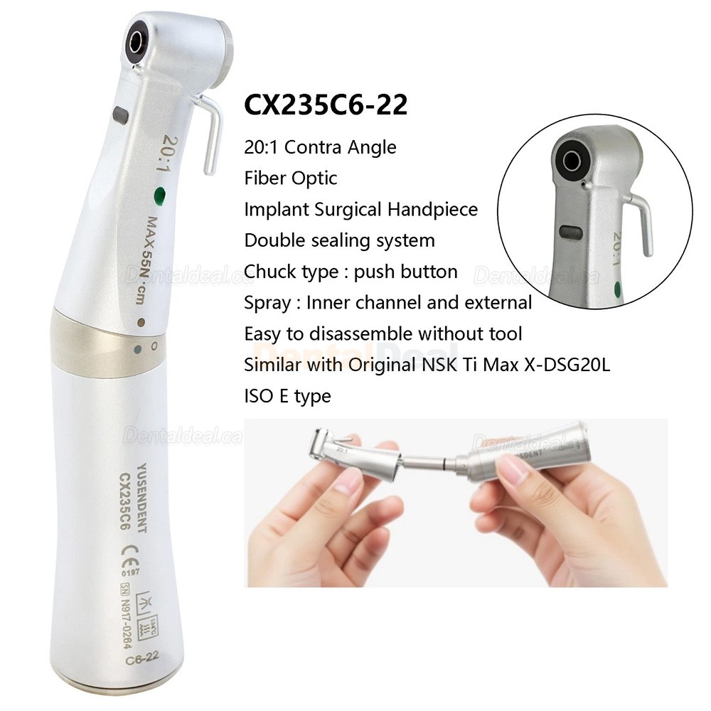 YUSENDENT COXO CX235C6-19/22/23  Dental Contra Angle 20:1 Implant Surgical Handpiece Fiber Optic E type