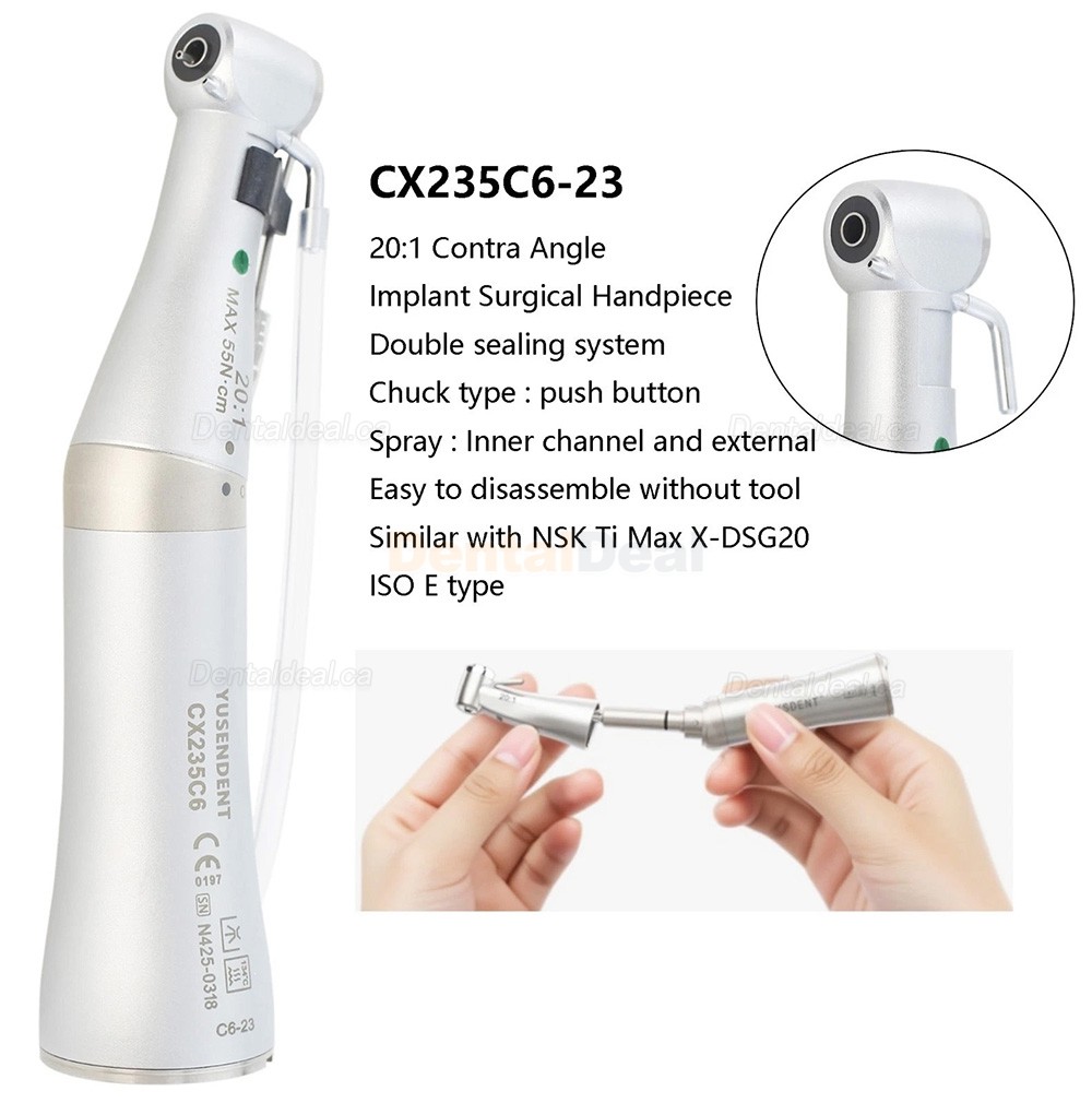 YUSENDENT COXO CX235C6-19/22/23  Dental Contra Angle 20:1 Implant Surgical Handpiece Fiber Optic E type