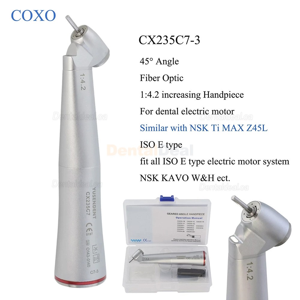 YUSENDENT COXO CX235C7 Dental Contra Angle 1:5 Handpiece Fiber Optic E-Type Push Button